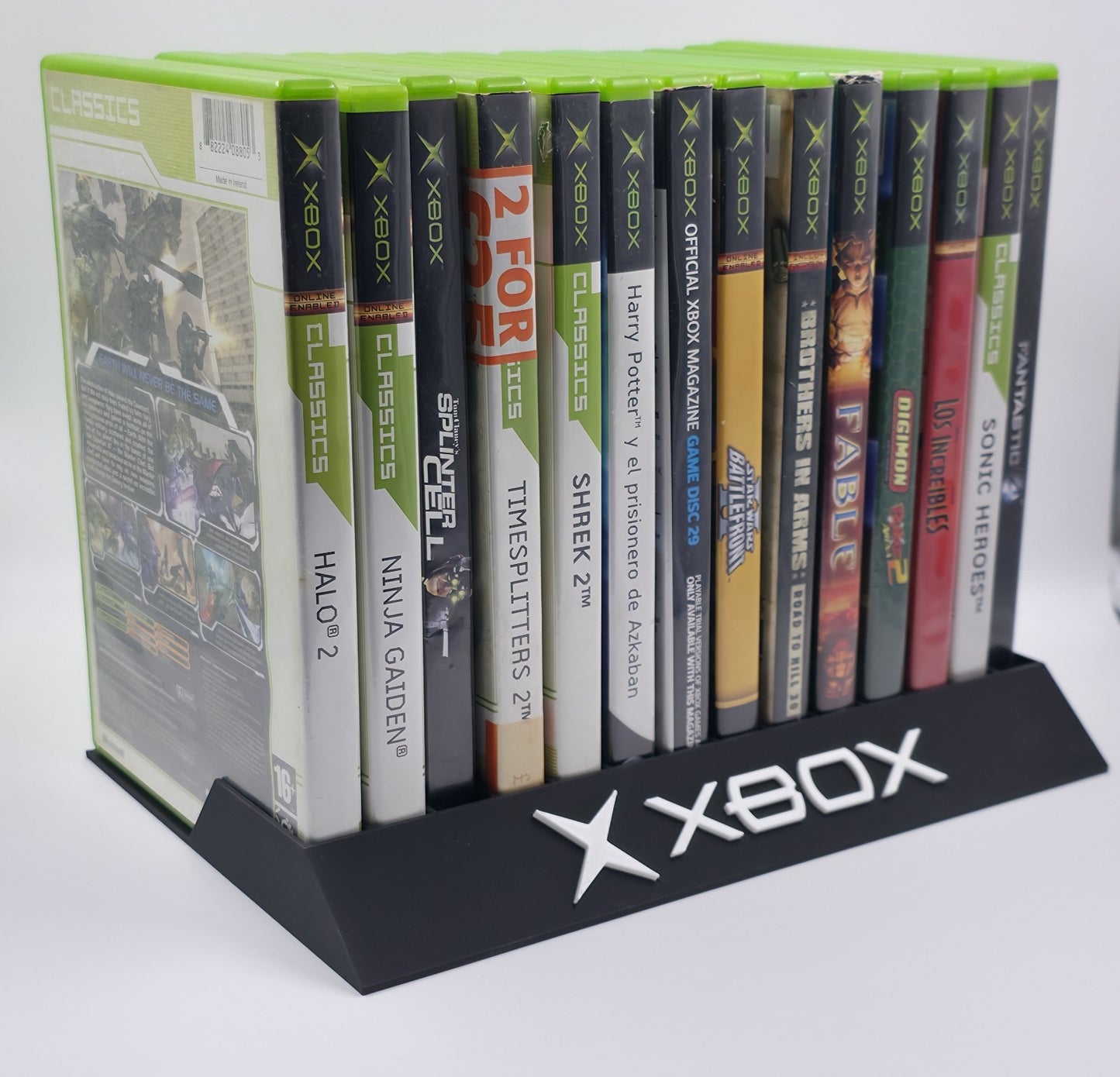 Expositor Stand 8,10,12,14,15 Ranuras juegos Xbox clasica hecho en 3D personalizado