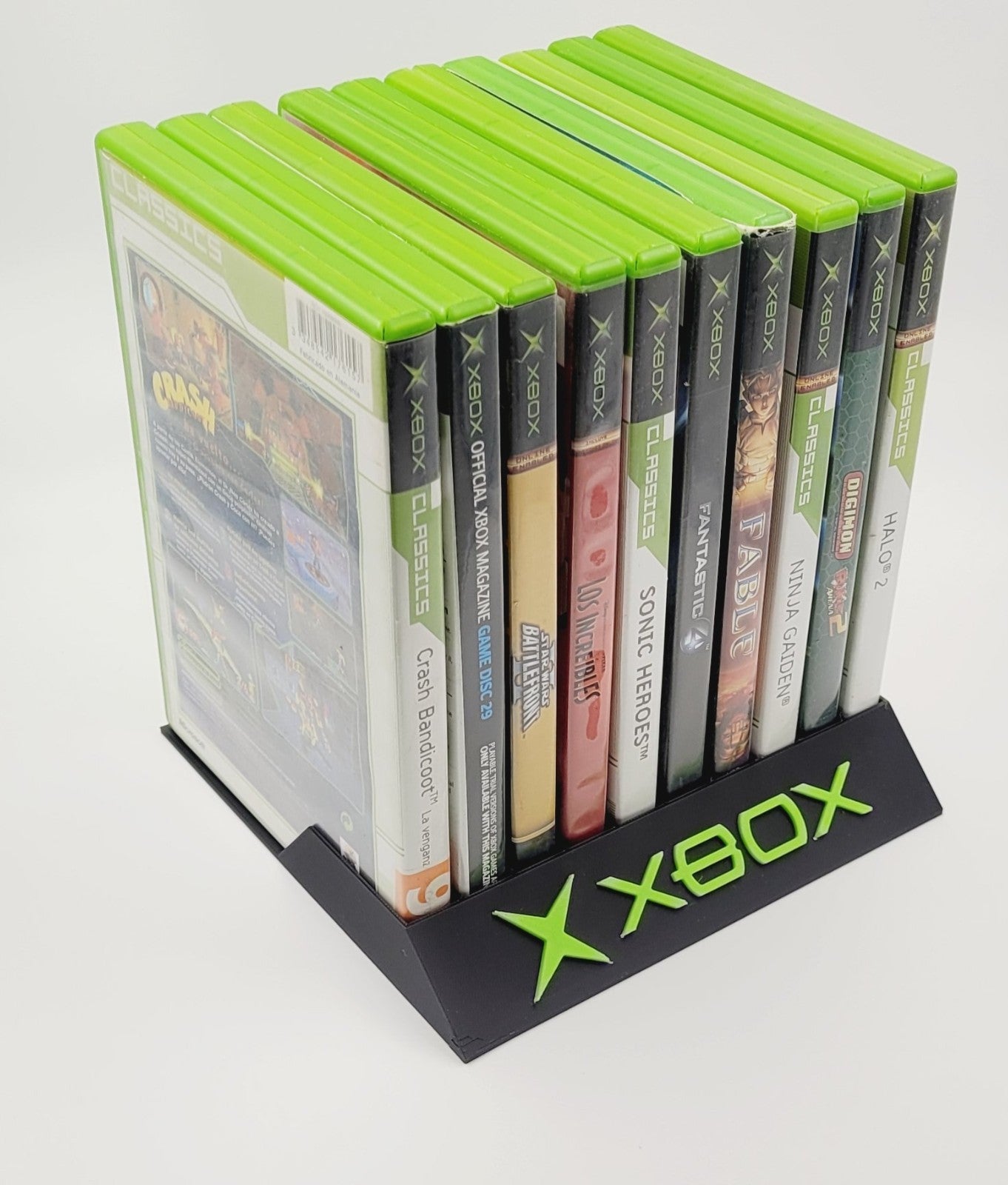 Expositor Stand 8,10,12,14,15 Ranuras juegos Xbox clasica hecho en 3D personalizado