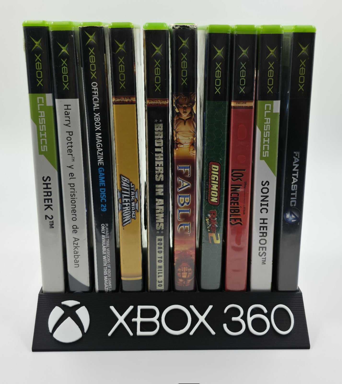 Expositor Stand 8,10,12,14,15 Ranuras juegos Xbox 360 hecho en 3D personalizado