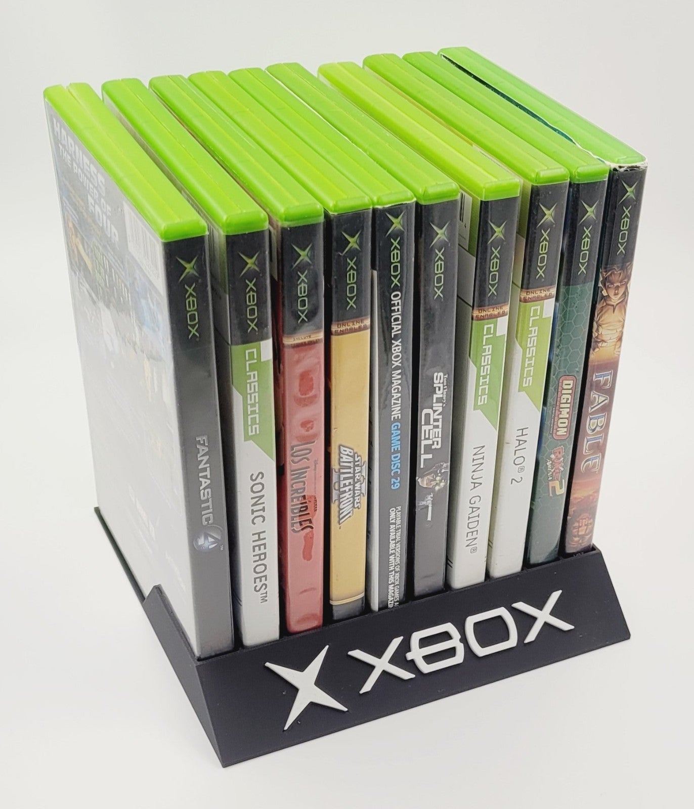 Expositor Stand 8,10,12,14,15 Ranuras juegos Xbox clasica hecho en 3D personalizado