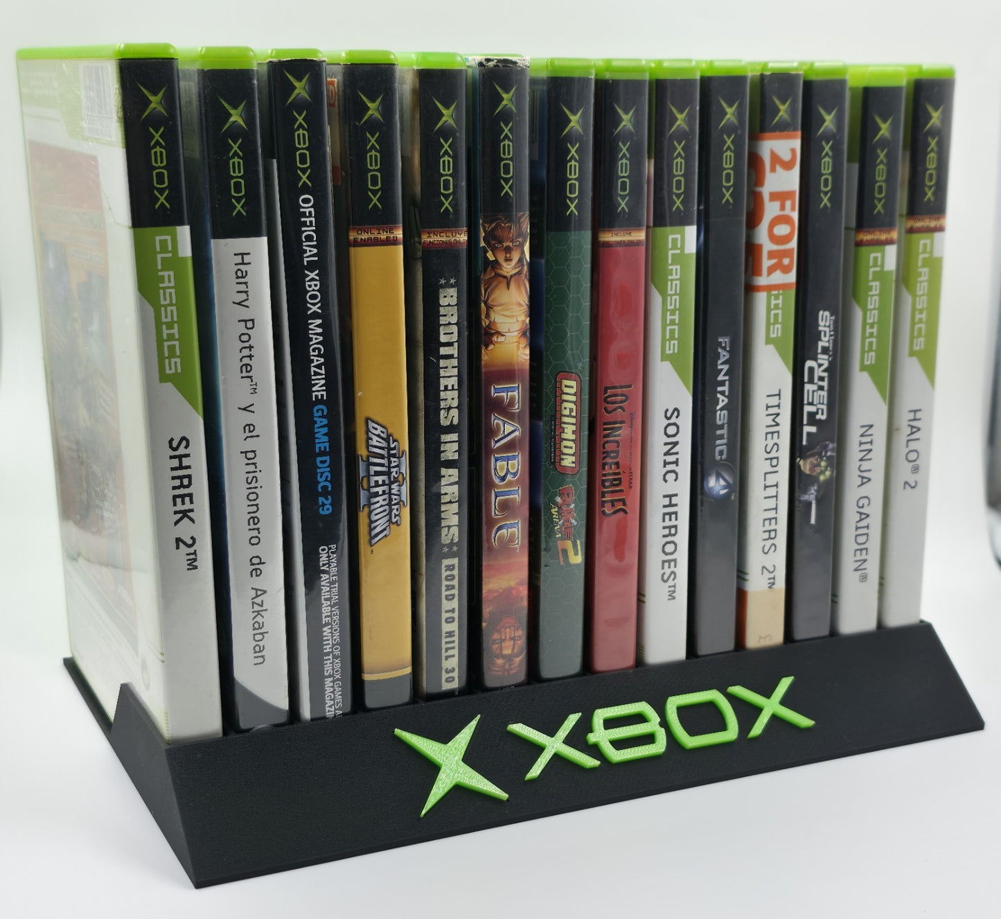 Expositor Stand 8,10,12,14,15 Ranuras juegos Xbox clasica hecho en 3D personalizado